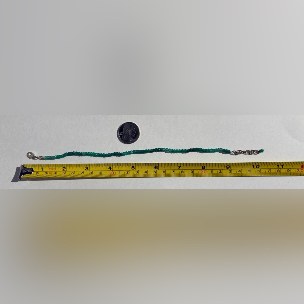 Natural Green Onyx Faceted Beads Bracelet 8”-10” • 26cwt • Exclusive Collection - Picture 7 of 7